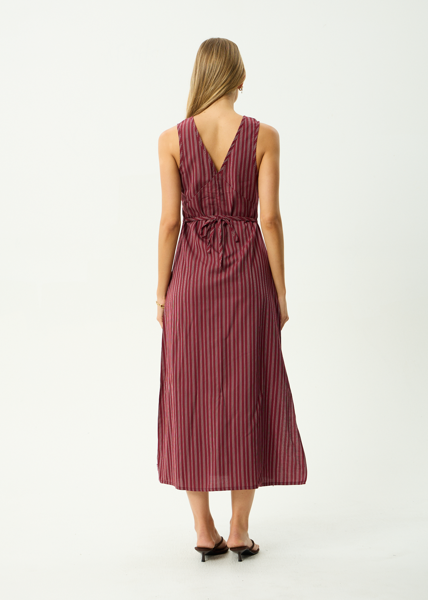 afends red dress AFENDS Womens Andy - Seersucker Maxi Dress