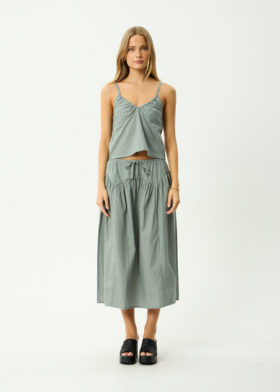 AFENDS Womens Pinned - Organic Midi Skirt - Sycamore Stripe