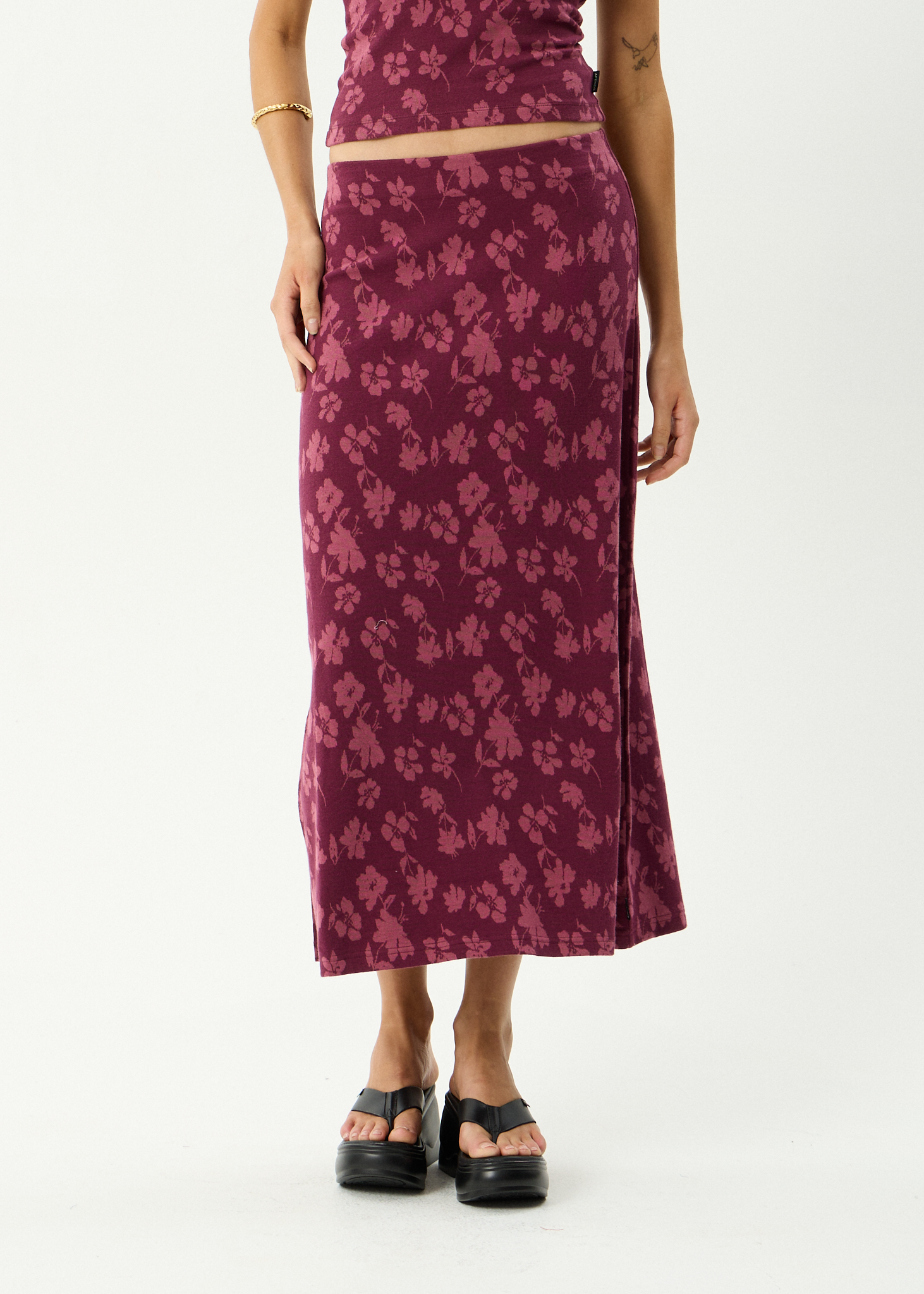 AFENDS Womens Marin - Recycled Midi Skirt - Port