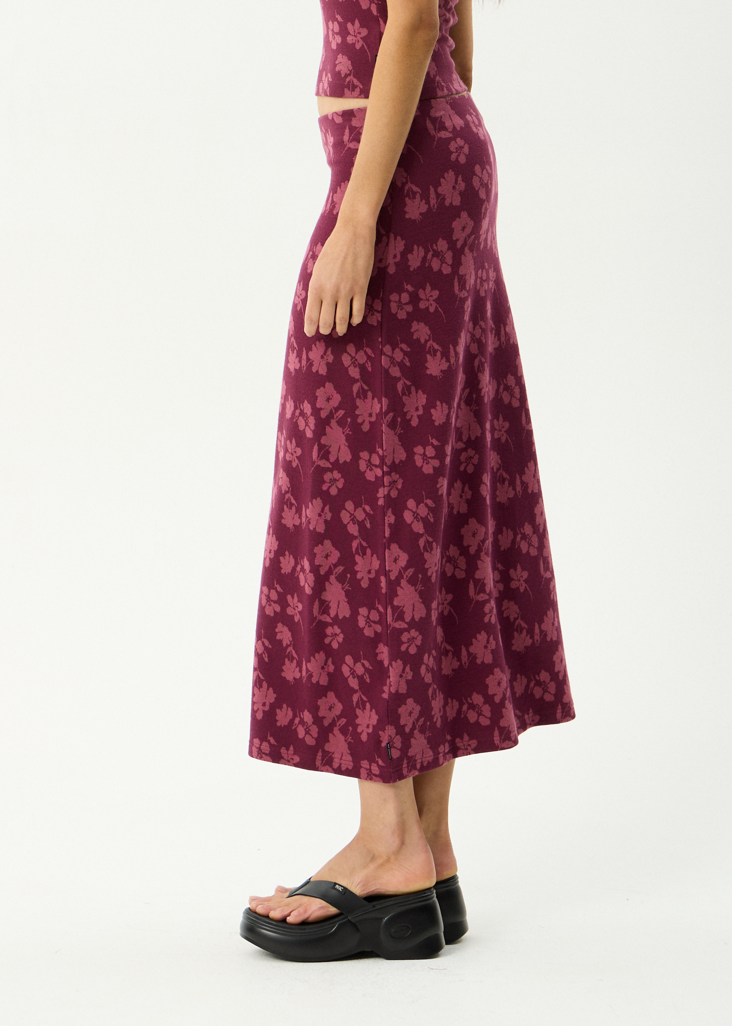 AFENDS Womens Marin - Recycled Midi Skirt - Port