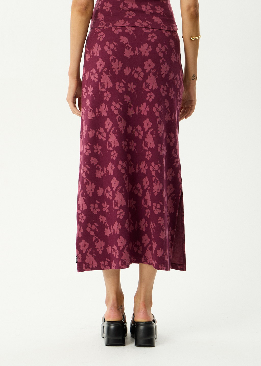 AFENDS Womens Marin - Recycled Midi Skirt - Port