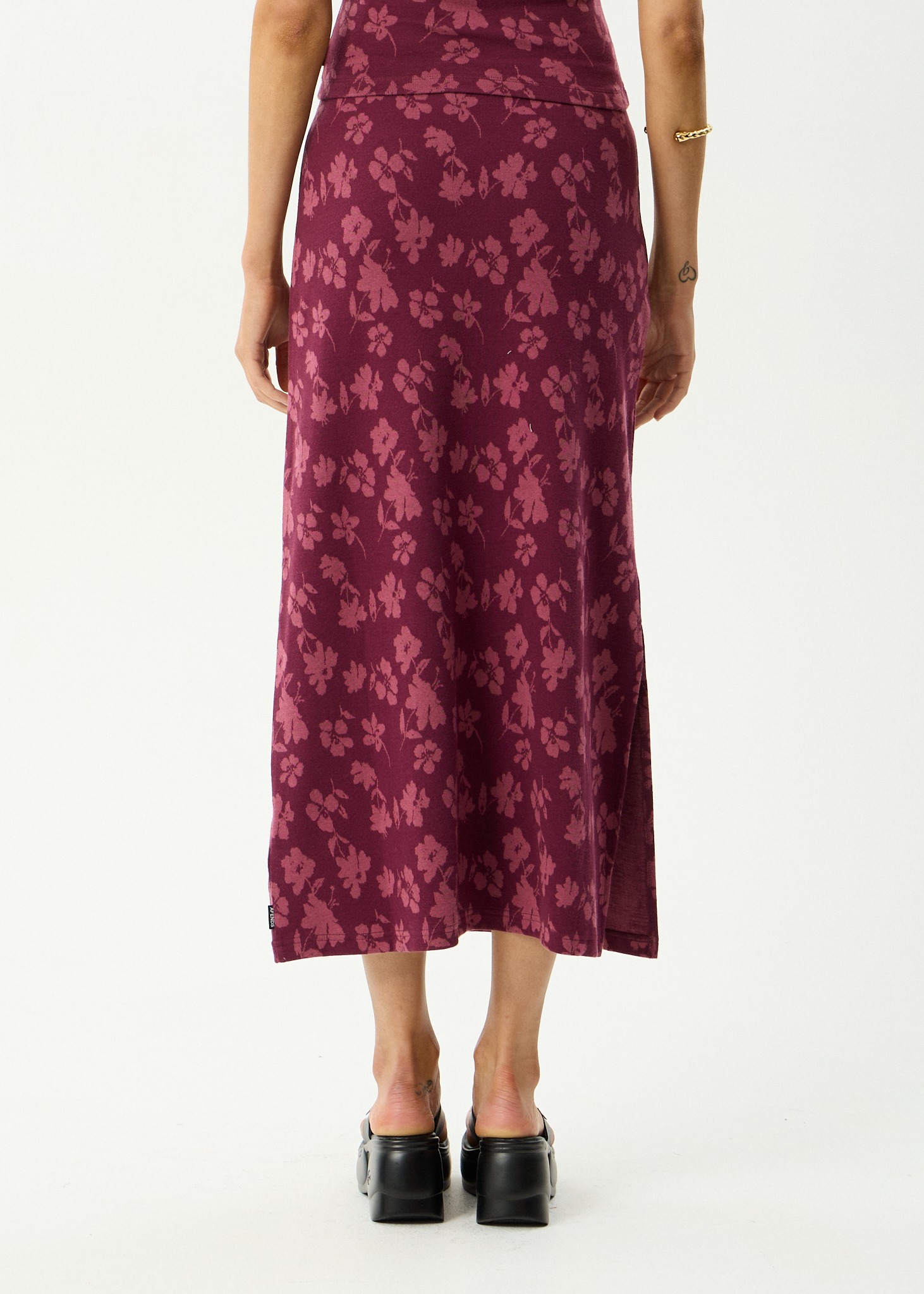 AFENDS Womens Marin - Recycled Midi Skirt - Port