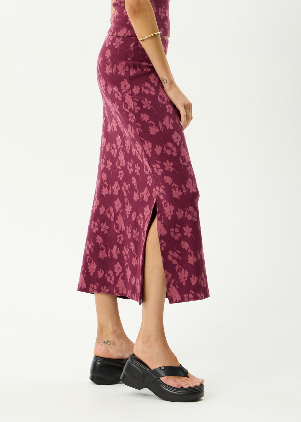AFENDS Womens Marin - Recycled Midi Skirt - Port