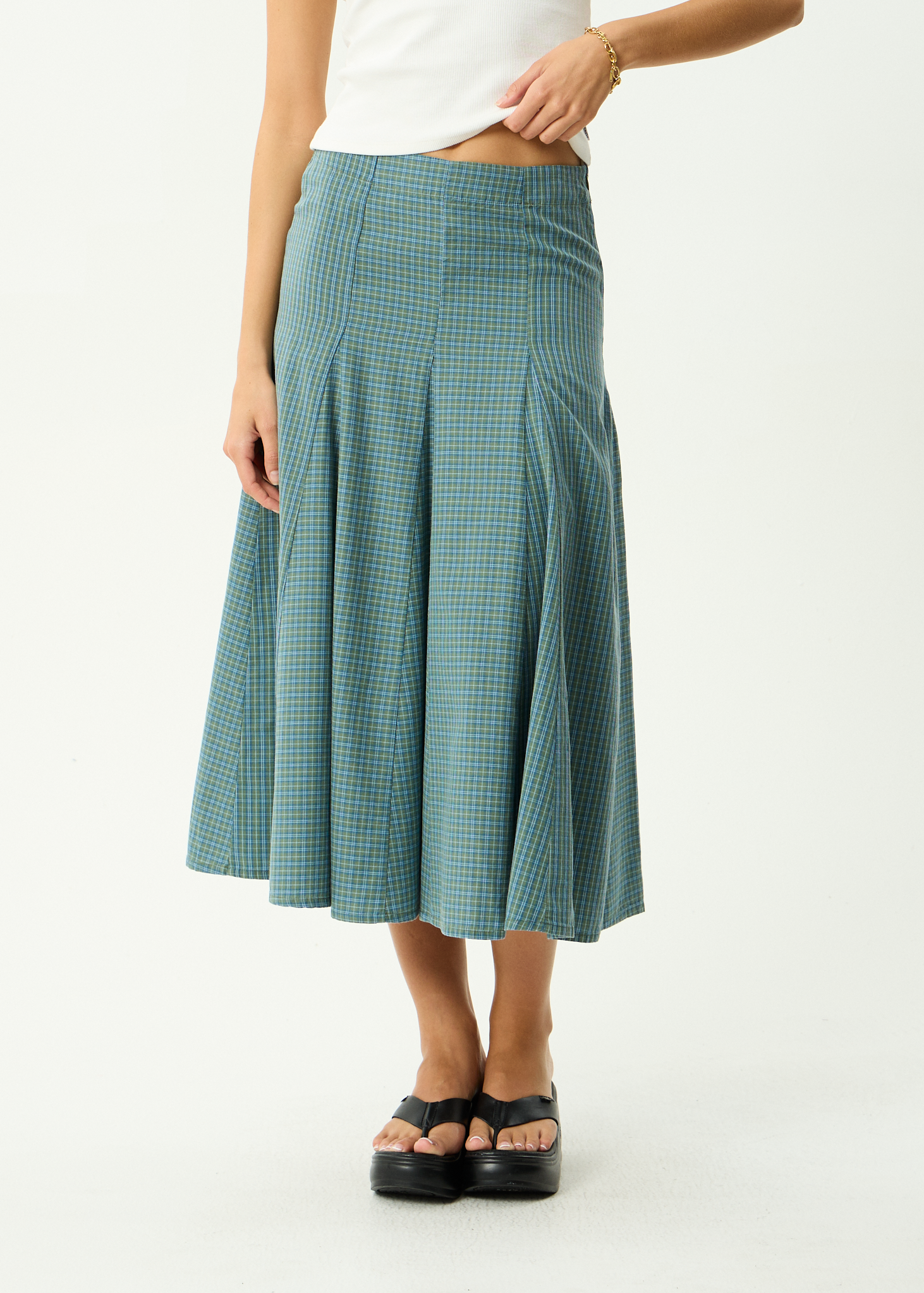 AFENDS Womens Voyager - Recycled Midi Skirt - Deep Olive Voyager