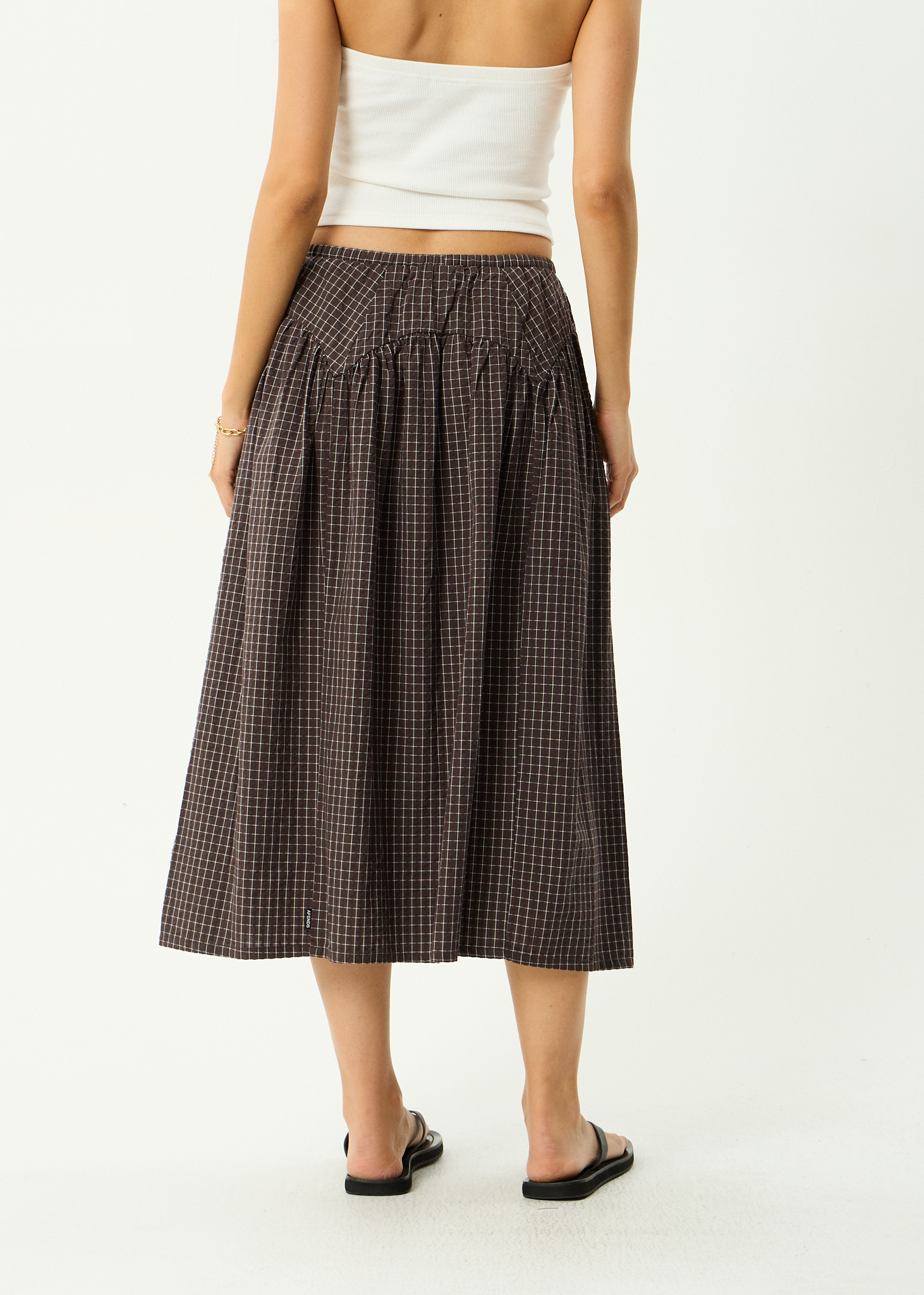 AFENDS Womens Lux - Midi Skirt - Chocolate Check