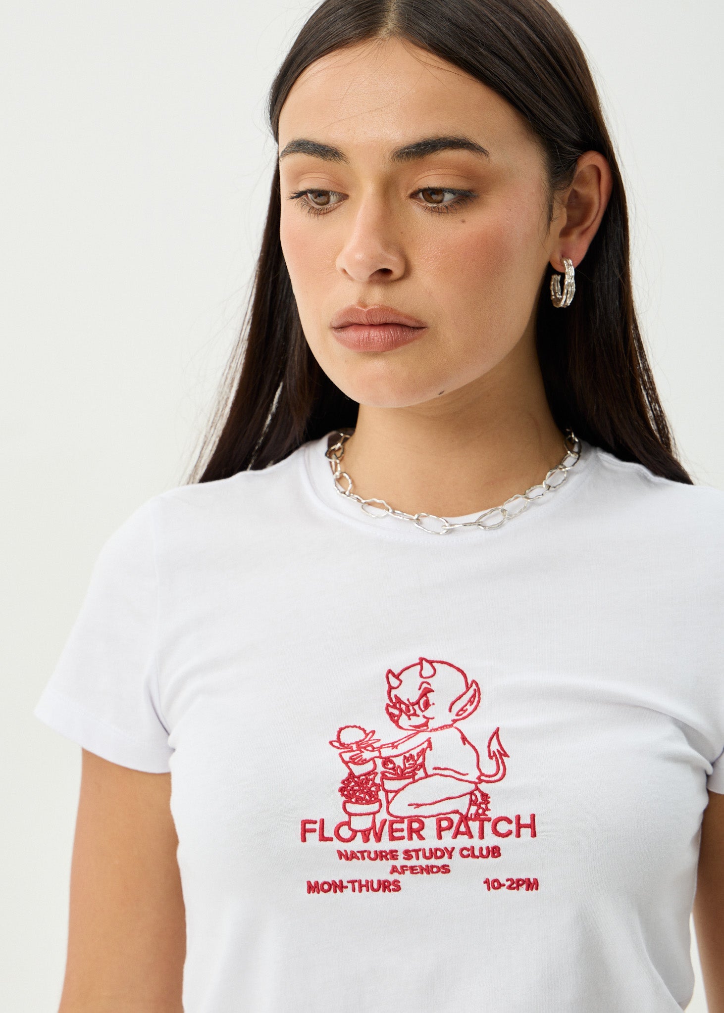 AFENDS Womens Flower Patch - Baby Tee - White