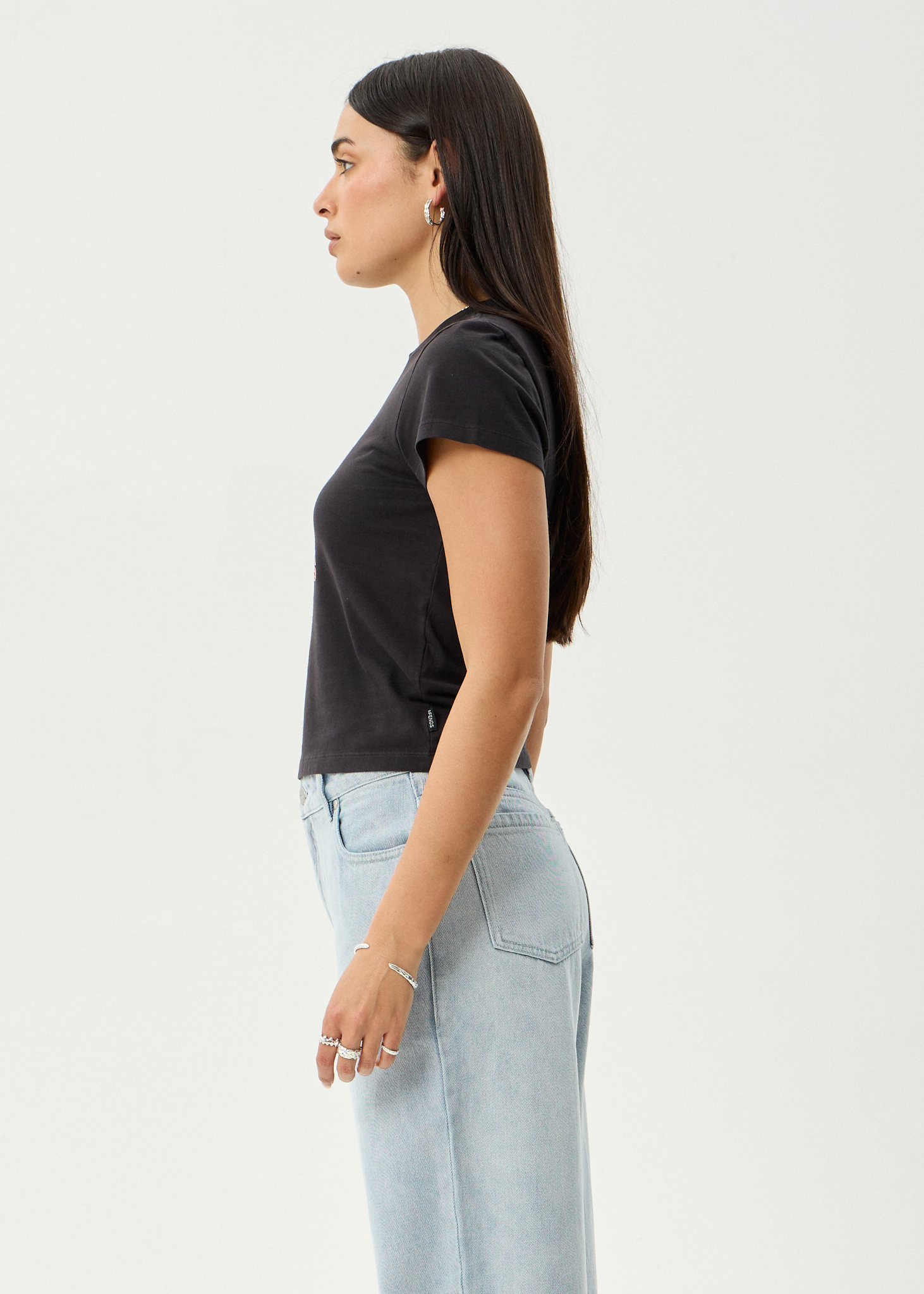 AFENDS Womens Hellcat - Baby Tee - Stone Black