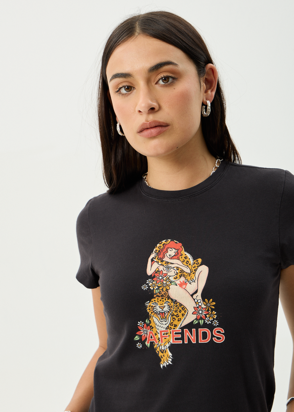 AFENDS Womens Hellcat - Baby Tee - Stone Black