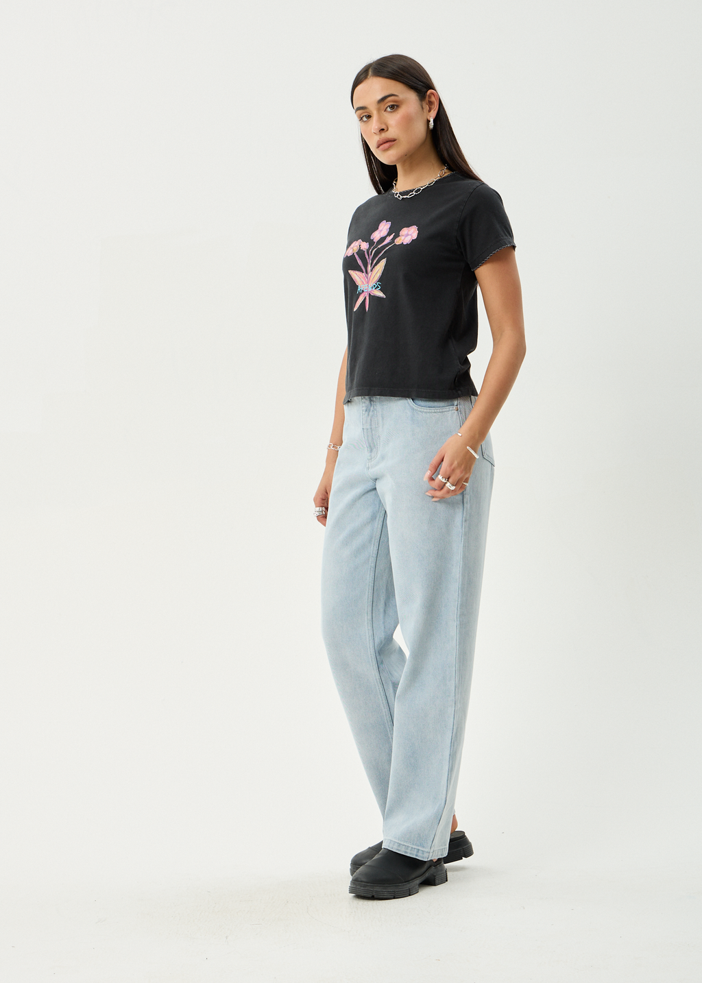 AFENDS Womens Briar - Regular Tee - Stone Black