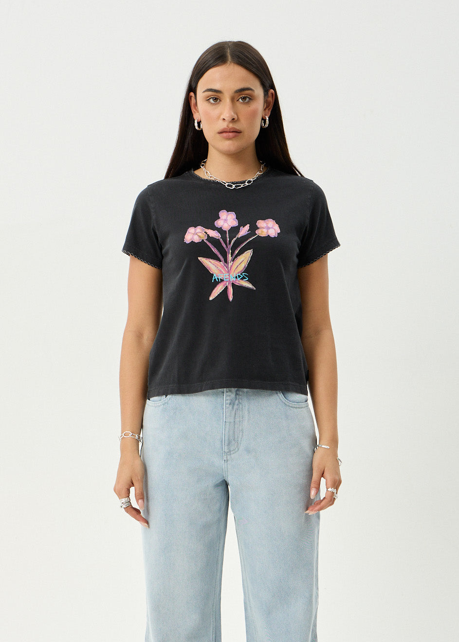 AFENDS Womens Briar - Regular Tee - Stone Black