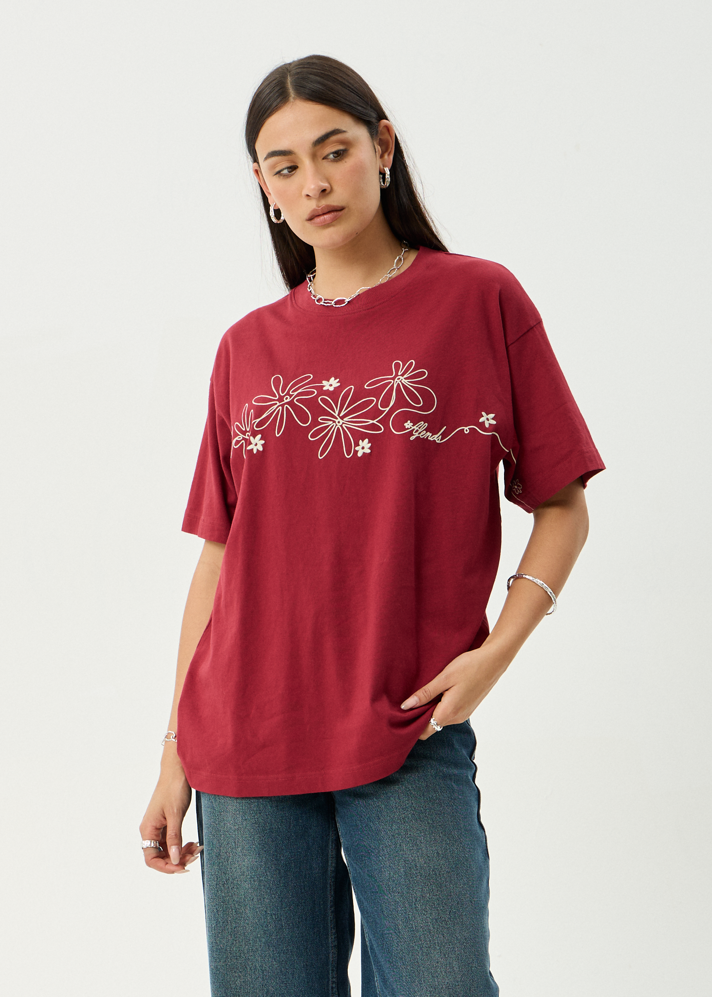 AFENDS Womens Locket - Oversized Tee - Ketchup