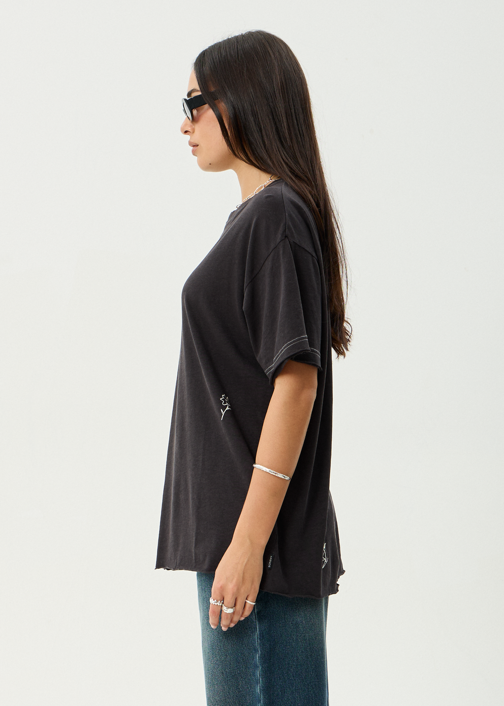 AFENDS Womens Rise - Oversized Tee - Stone Black