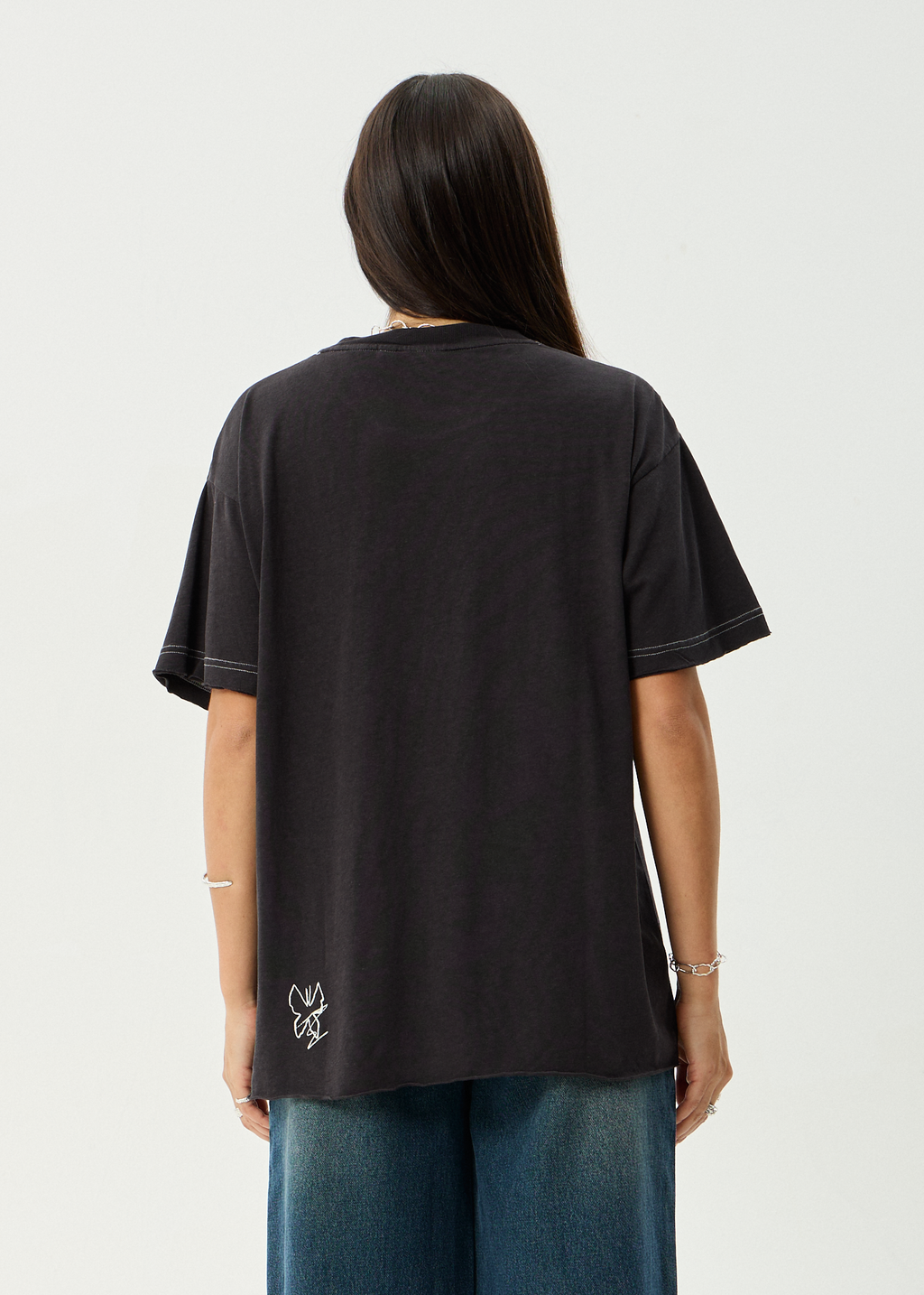 AFENDS Womens Rise - Oversized Tee - Stone Black
