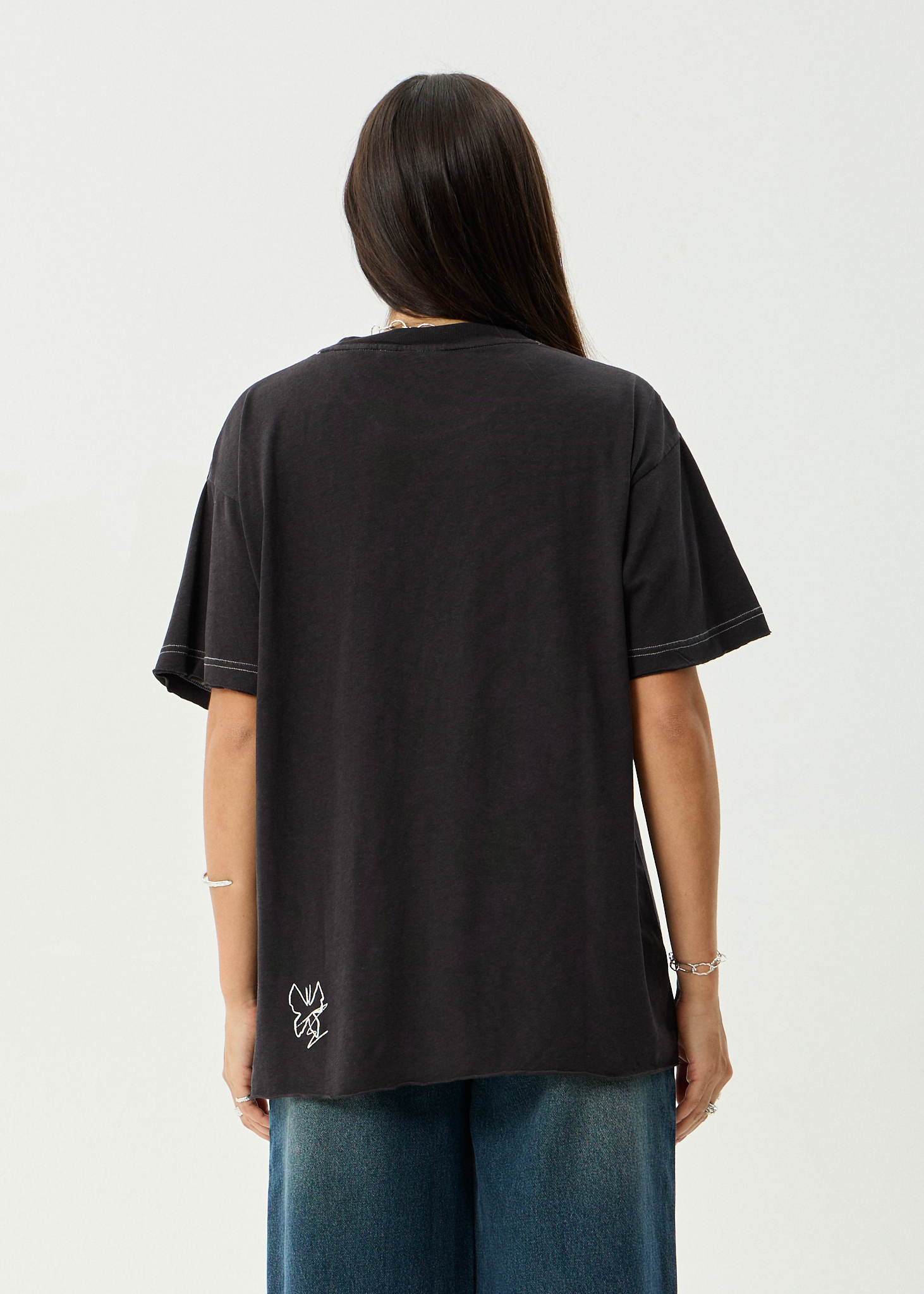 AFENDS Womens Rise - Oversized Tee - Stone Black