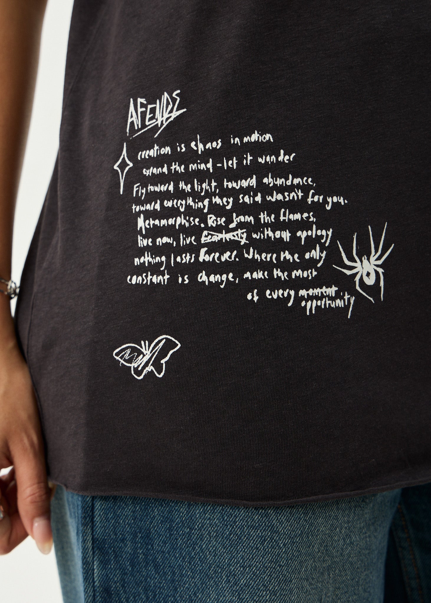 AFENDS Womens Rise - Oversized Tee - Stone Black