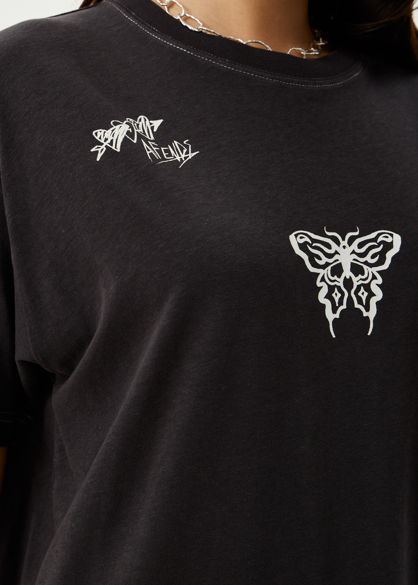 AFENDS Womens Rise - Oversized Tee - Stone Black