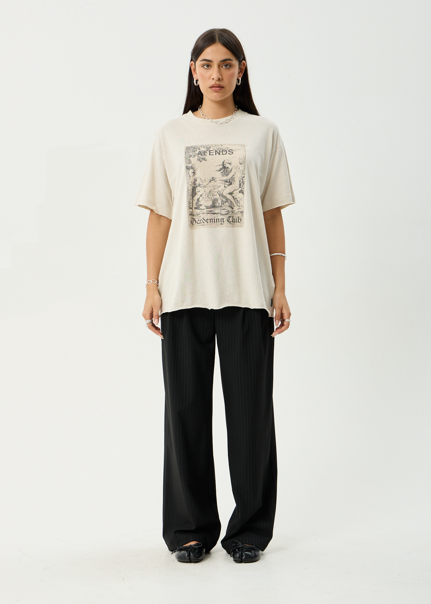 AFENDS Womens Temptation - Oversized Tee - Moonbeam
