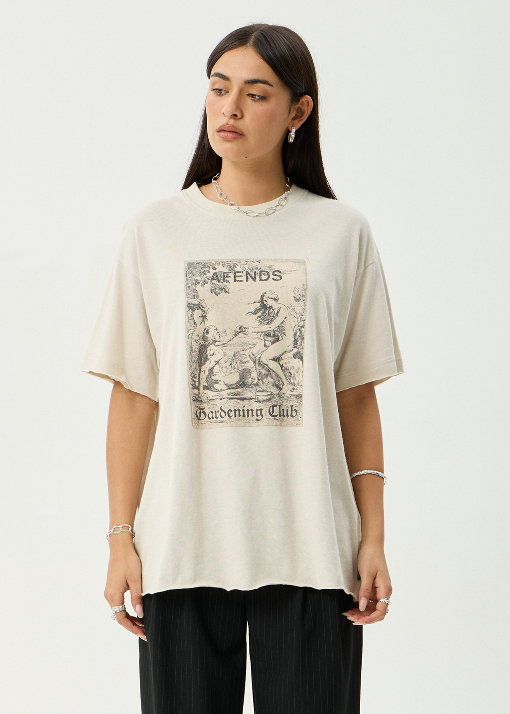 AFENDS Womens Temptation - Oversized Tee - Moonbeam