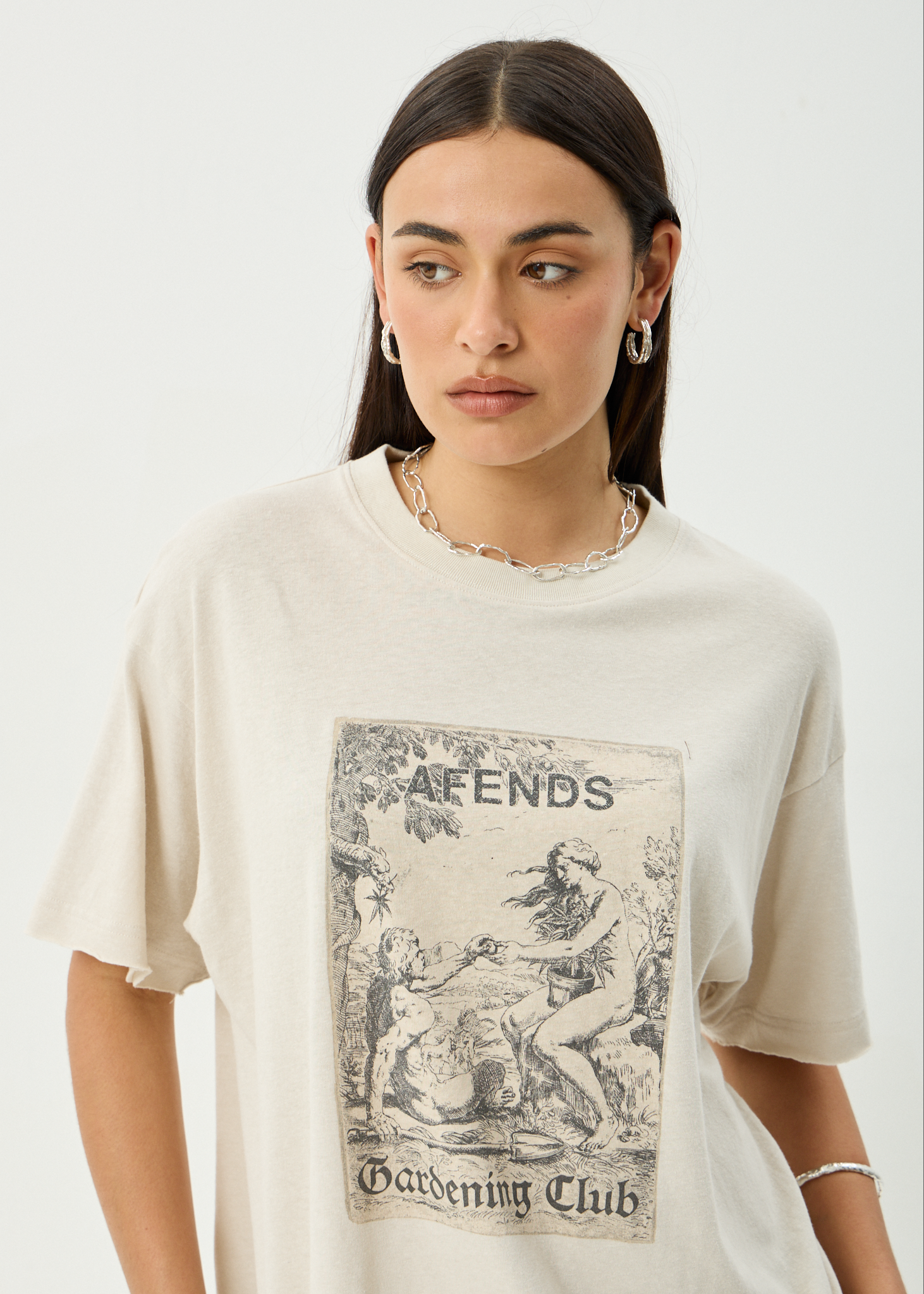 AFENDS Womens Temptation - Oversized Tee - Moonbeam