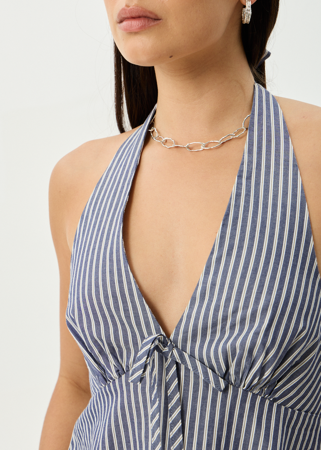 AFENDS Womens Delta - Halter Top - Navy Stripe