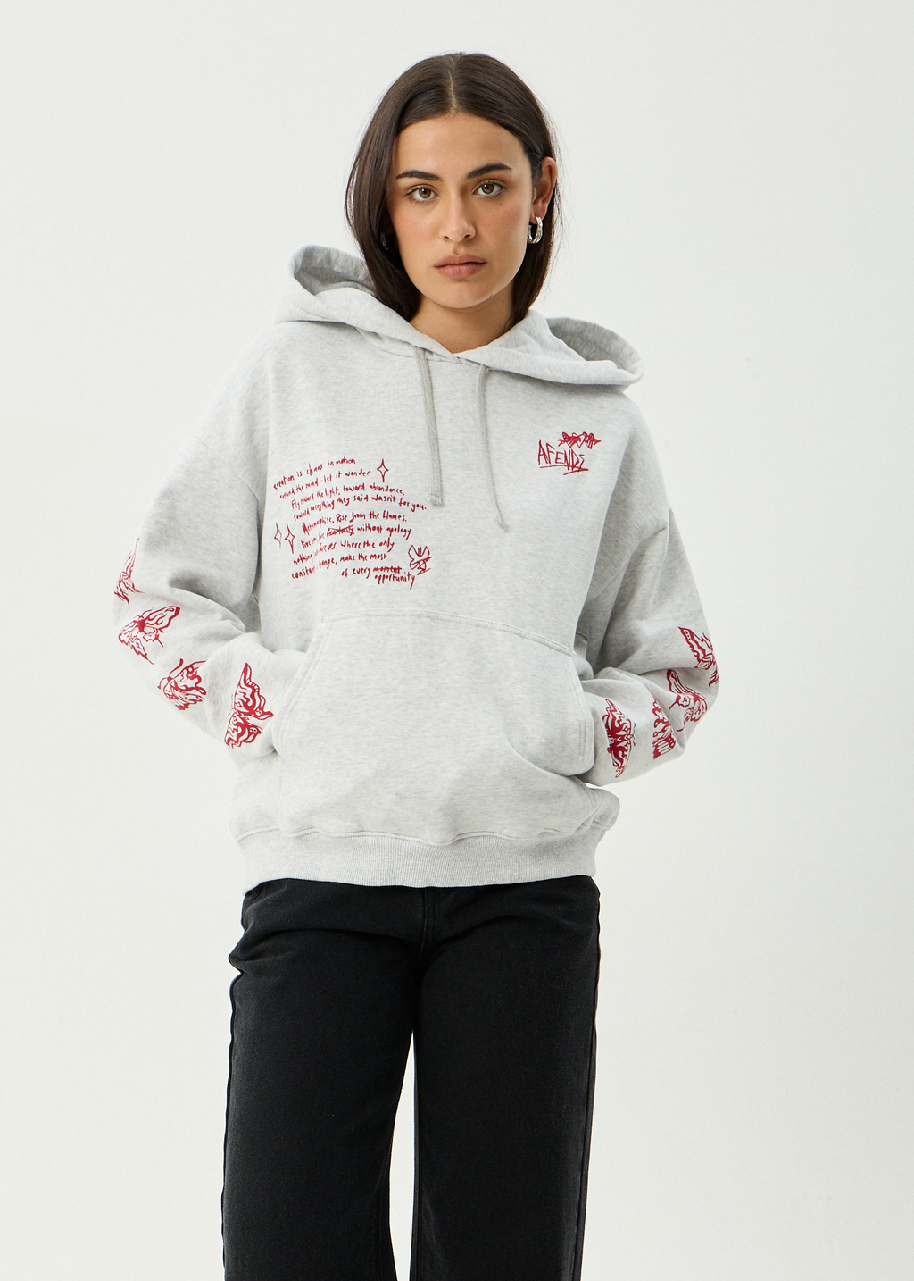 AFENDS Womens Rise - Pull On Hood - Grey Marle