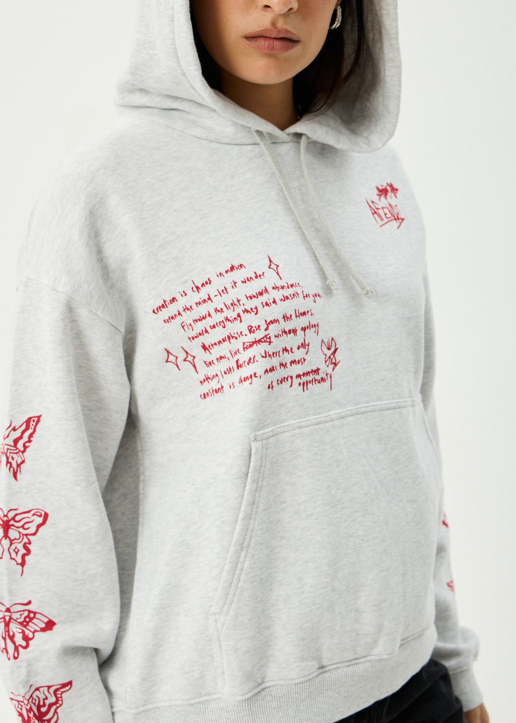 AFENDS Womens Rise - Pull On Hood - Grey Marle