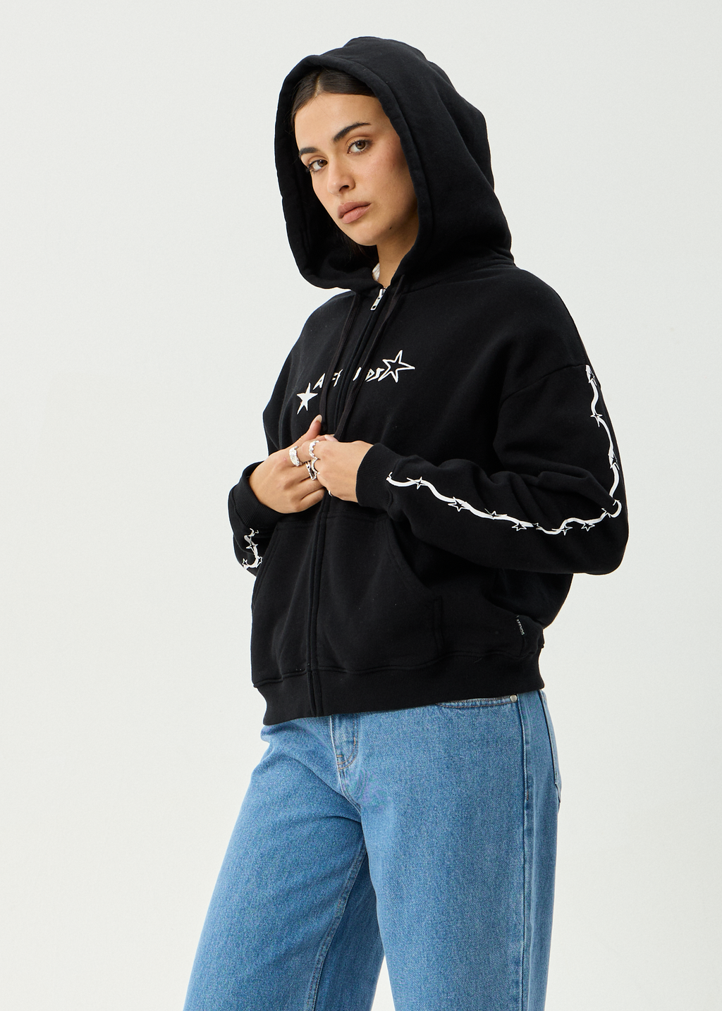 AFENDS Womens Terra - Zip Hood - Black