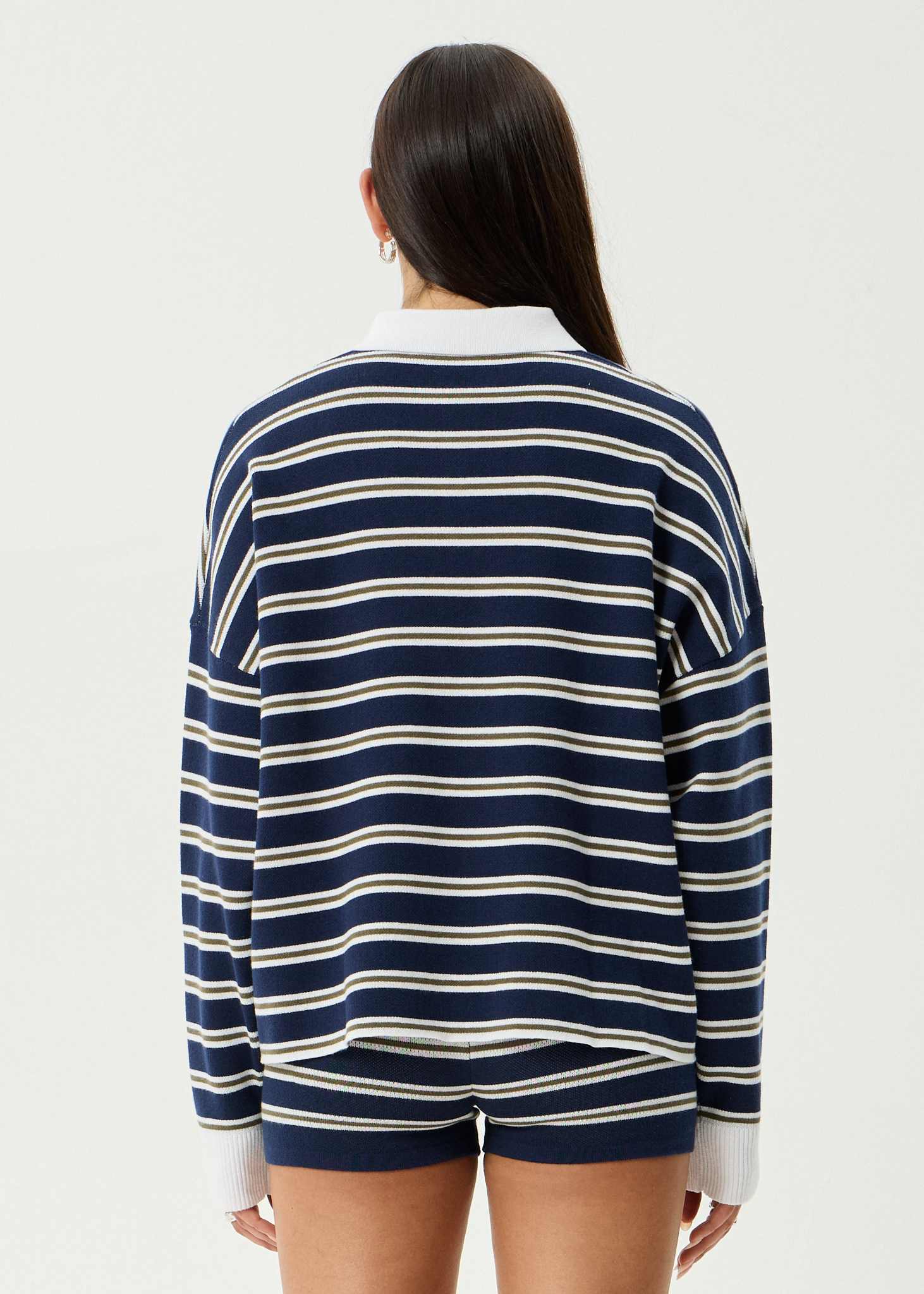 AFENDS Womens Delta - Knit Shirt - Navy Stripe