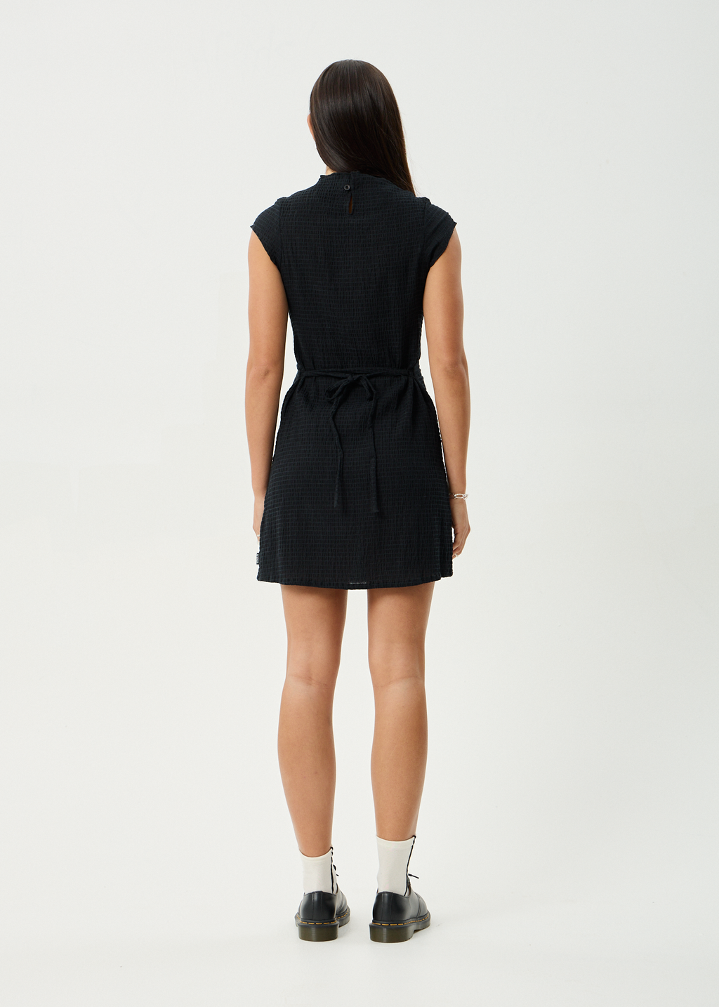 AFENDS Womens Elodie - Seersucker Mini Dress - Black