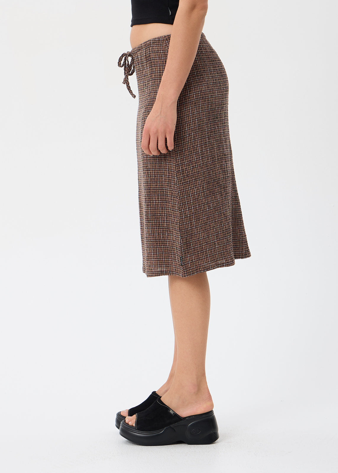 AFENDS Reverie - Seersucker Midi Skirt - Hometown Check