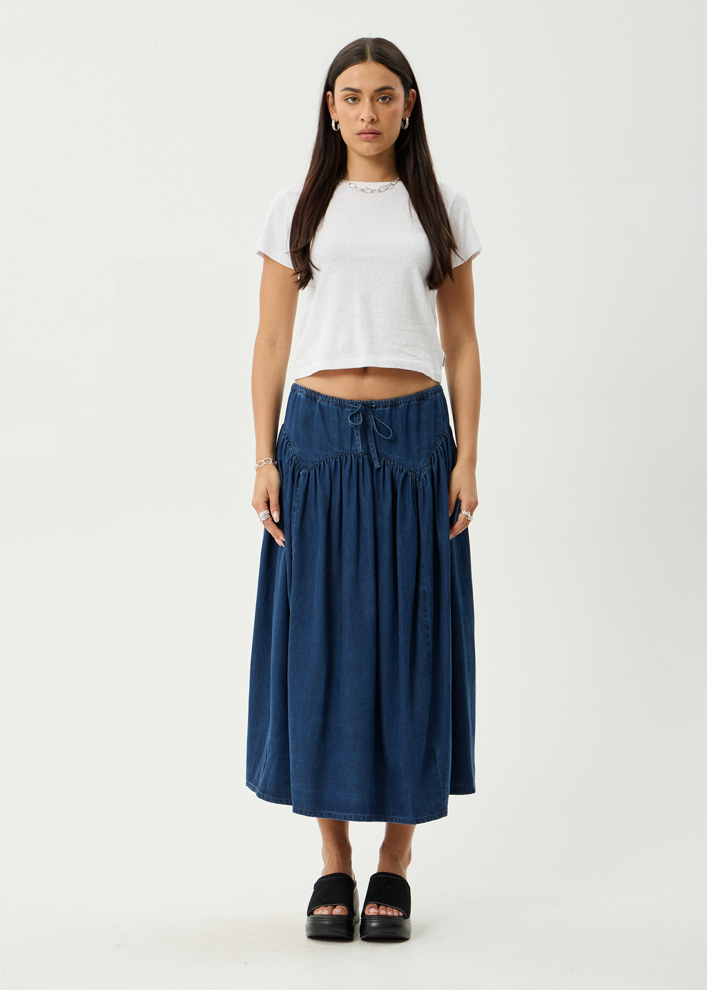 AFENDS Womens Palmer - Midi Skirt - Ink