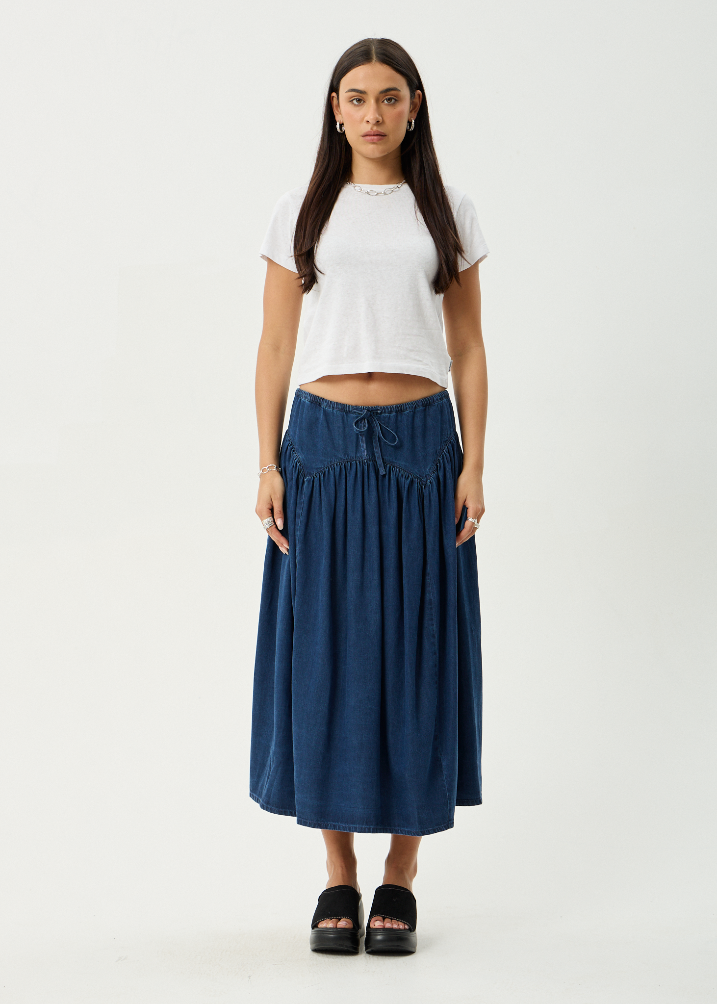 AFENDS Womens Palmer - Midi Skirt - Ink