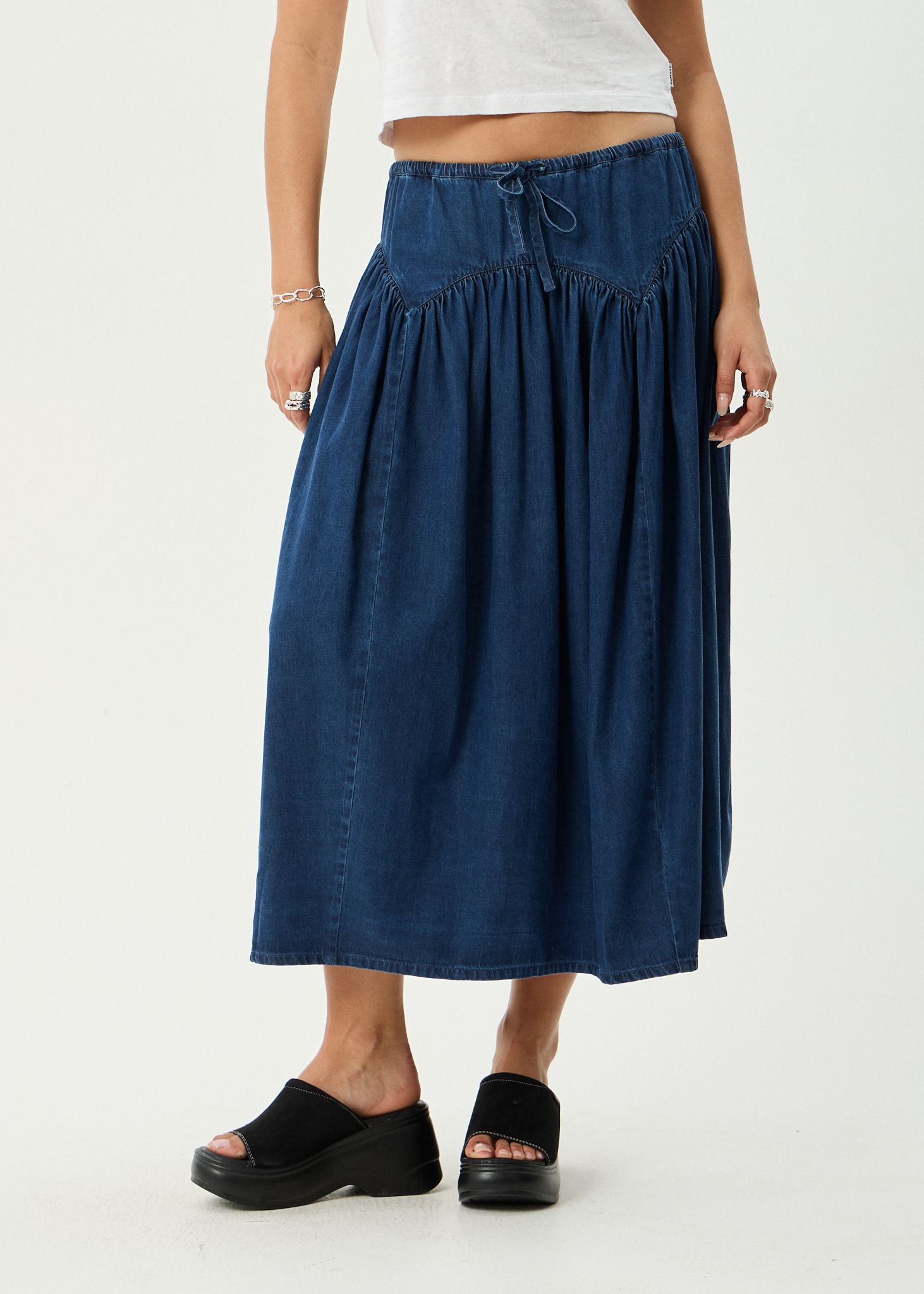 AFENDS Womens Palmer - Midi Skirt - Ink