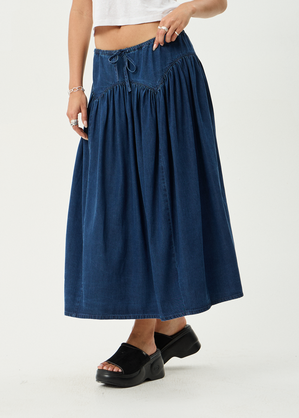 AFENDS Womens Palmer - Midi Skirt - Ink