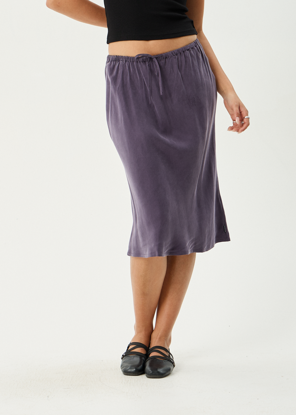 AFENDS Womens Giselle - Cupro Midi Skirt - Aubergine