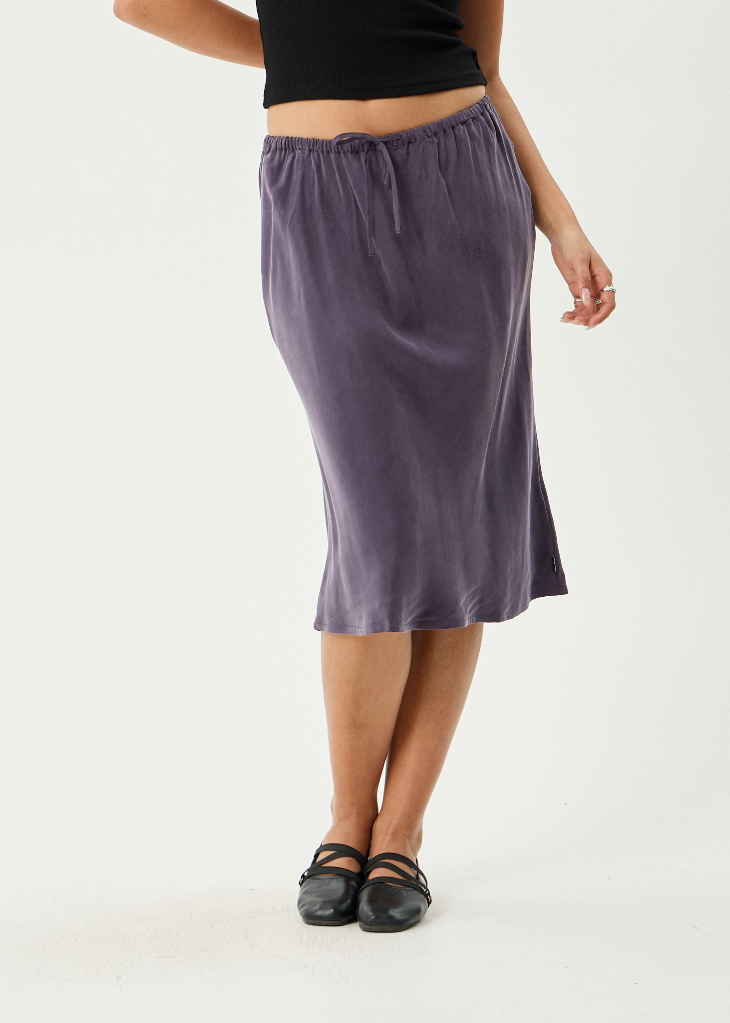 AFENDS Womens Giselle - Cupro Midi Skirt - Aubergine