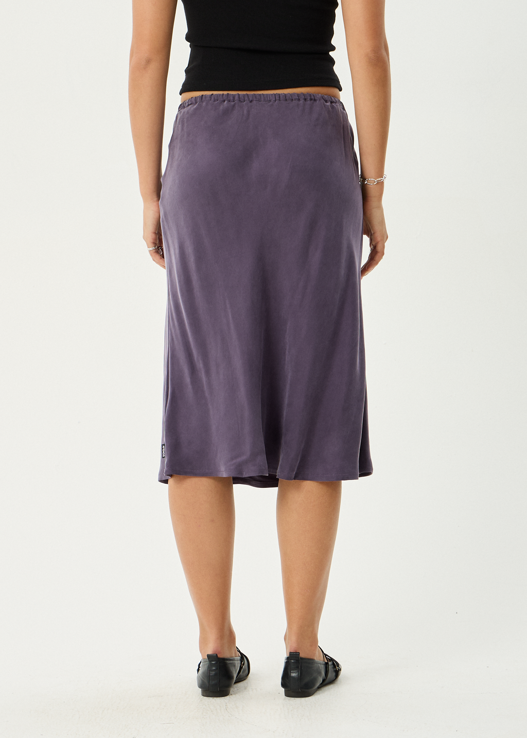 AFENDS Womens Giselle - Cupro Midi Skirt - Aubergine