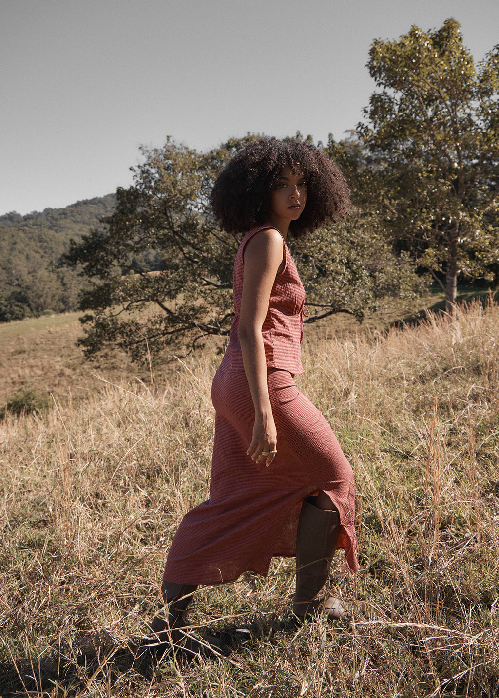 AFENDS Womens Kali - Maxi Skirt - Indy Rose Check