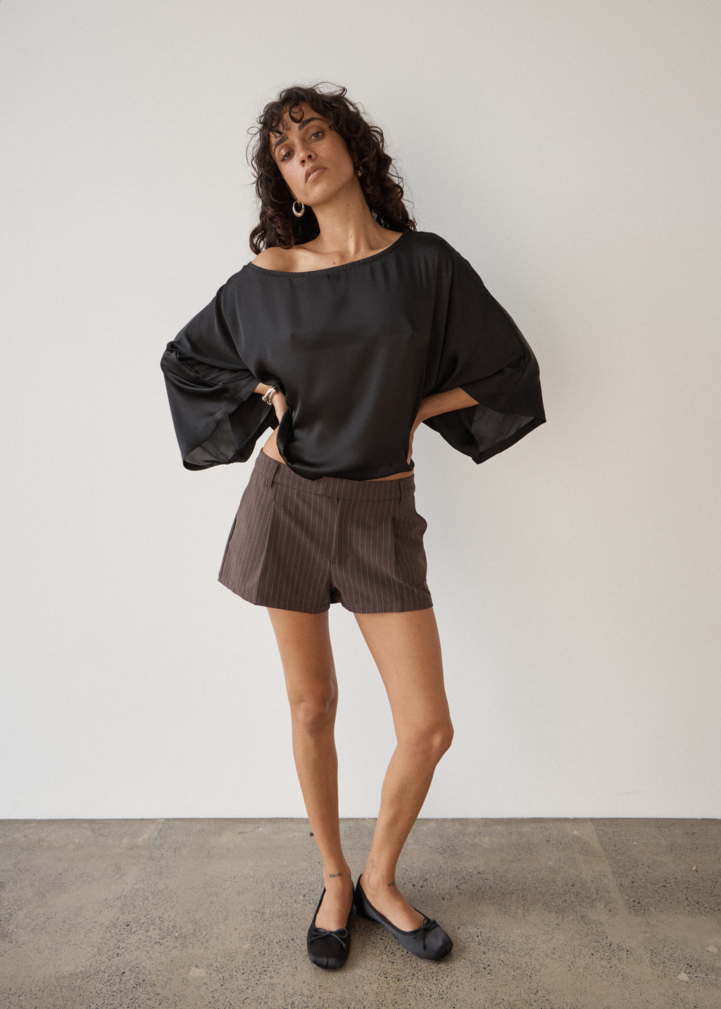 AFENDS Demi - Low Rise Short - Coffee Stripe