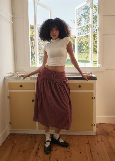 AFENDS Womens Marlow - Midi Skirt - Ruby Anglaise