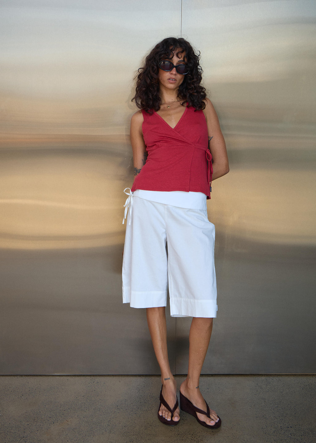 AFENDS Tiara - Wrap Top - Vintage Cherry