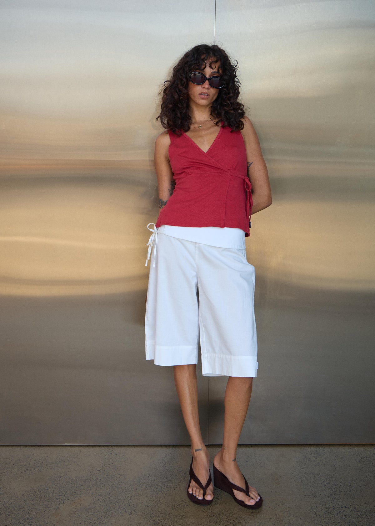 AFENDS Tiara - Wrap Top - Vintage Cherry