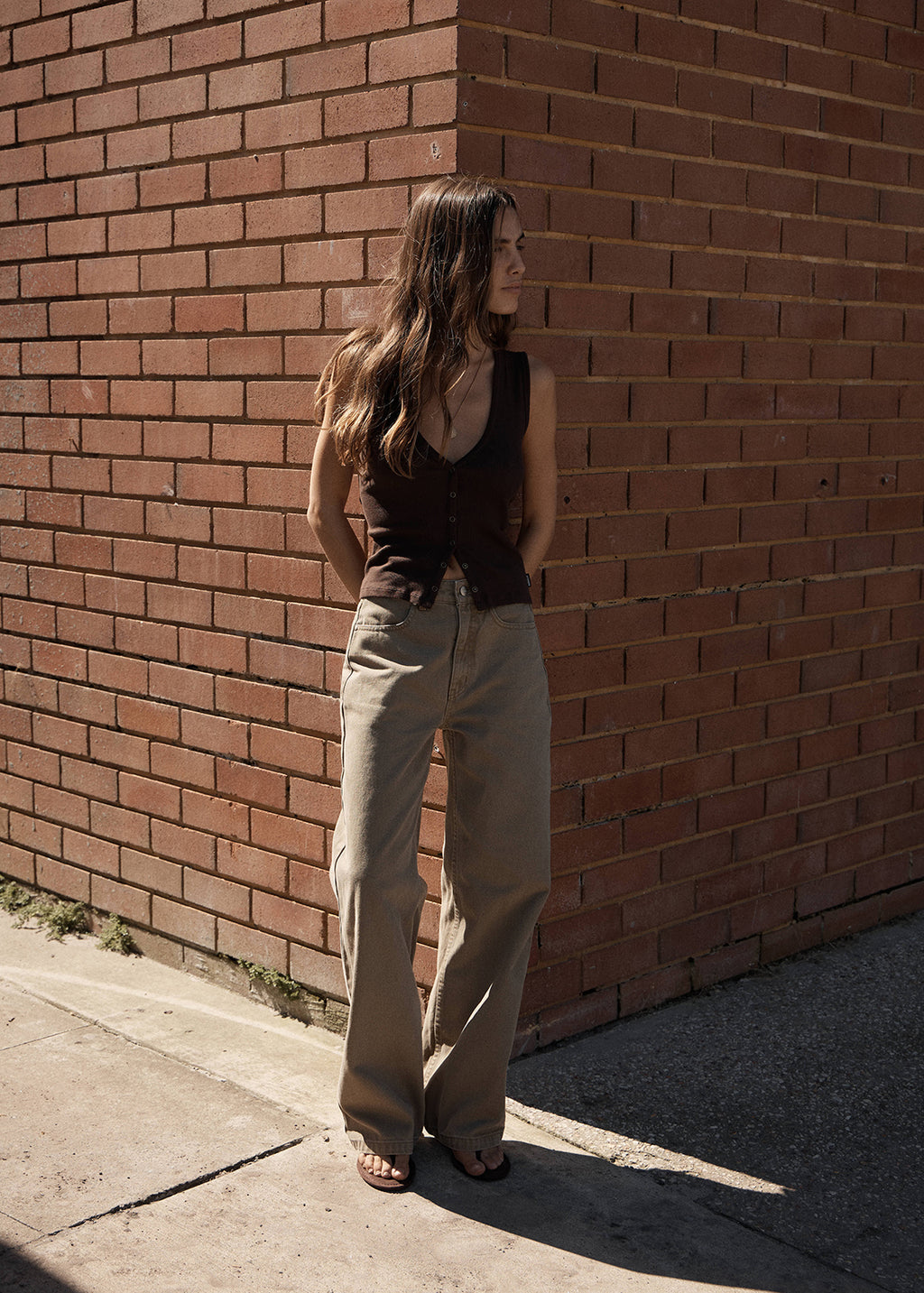 AFENDS Raine - Rib Singlet - Chocolate