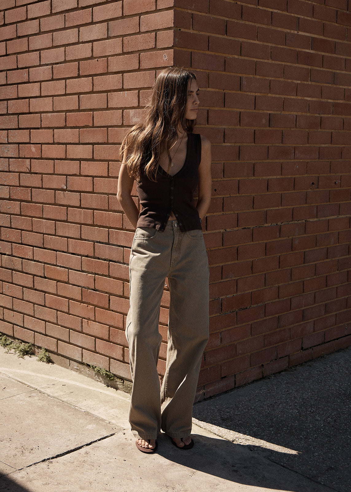AFENDS Raine - Rib Singlet - Chocolate