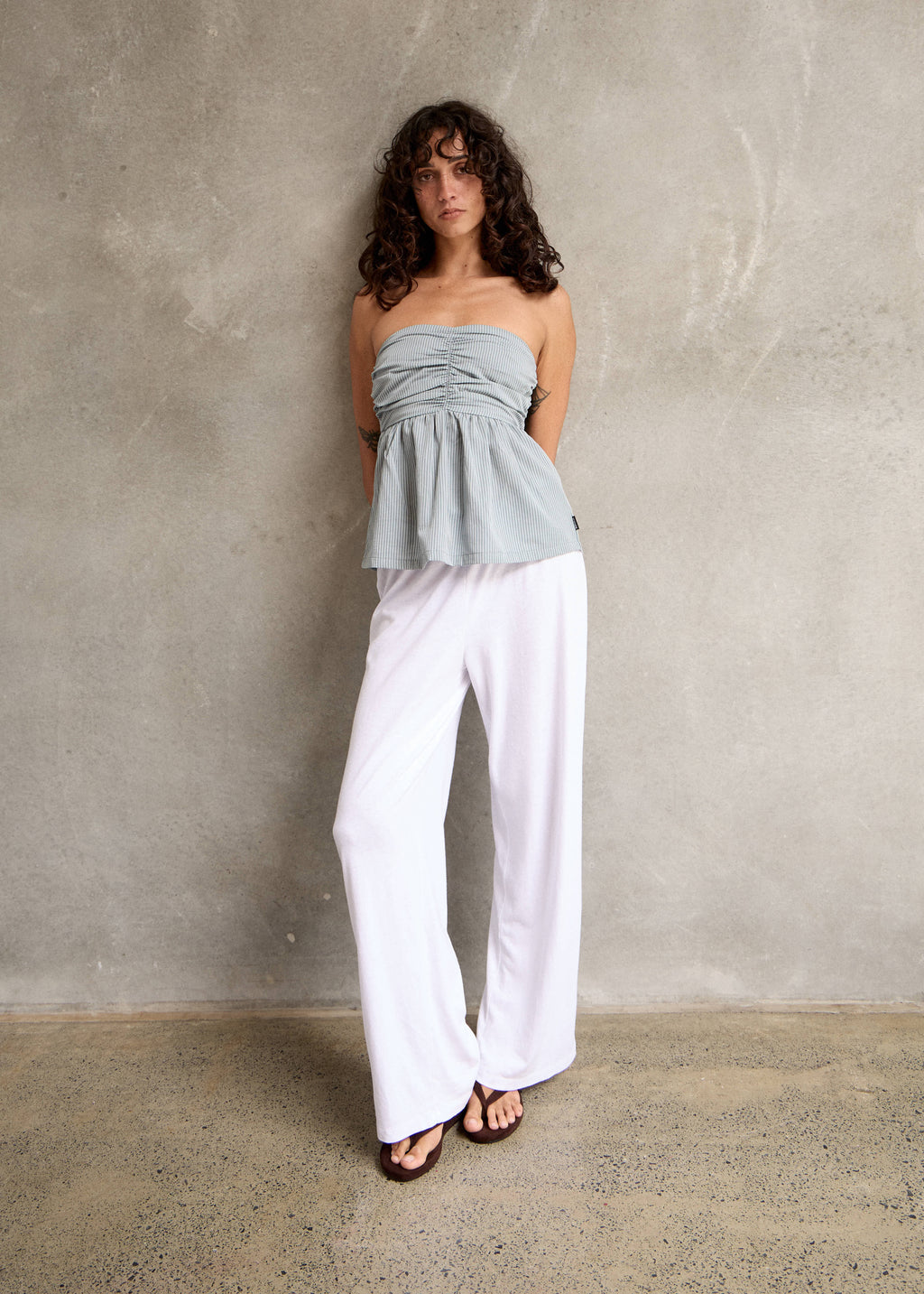 AFENDS Juni - Strapless Top - Teal Stripe