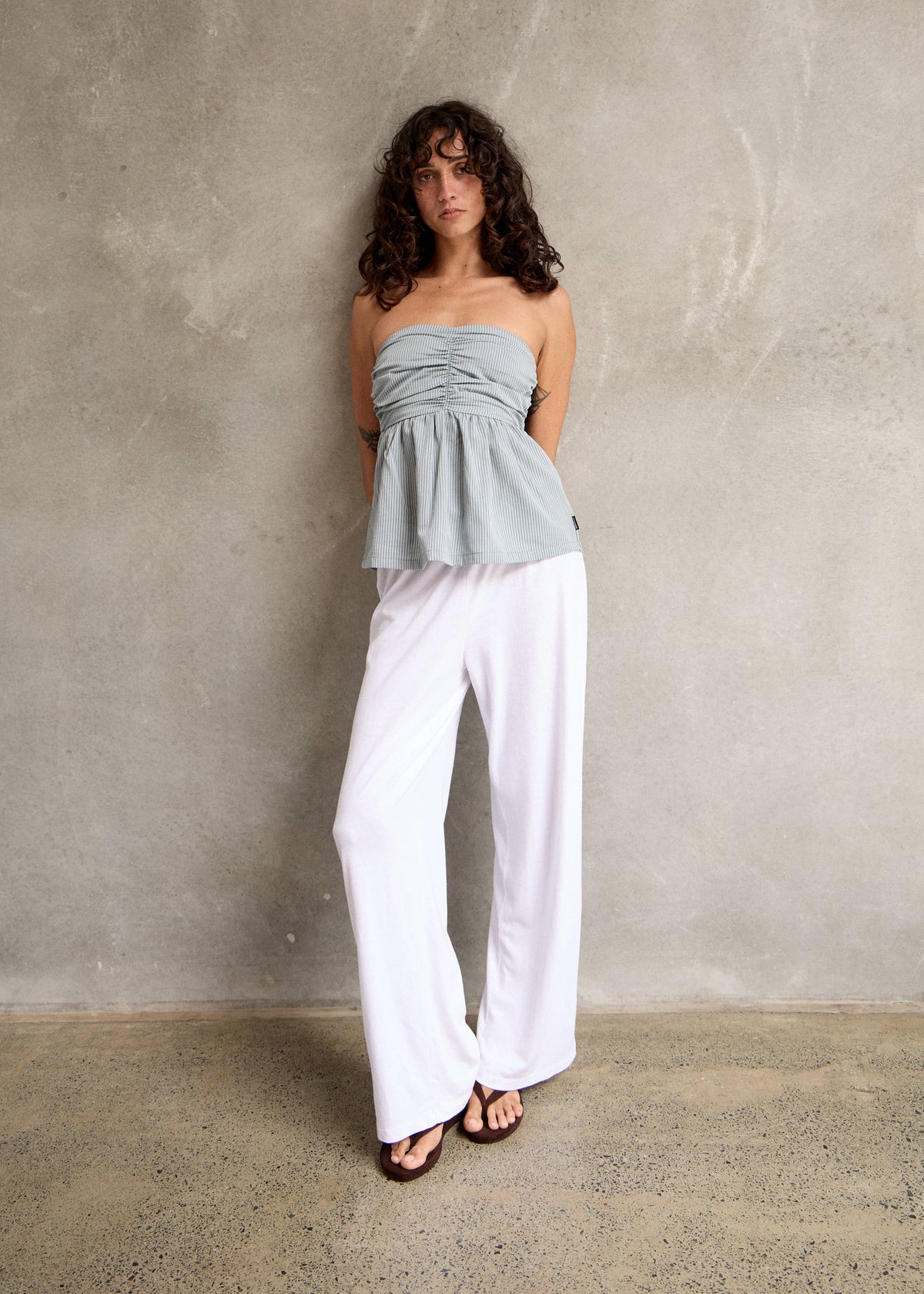 AFENDS Juni - Strapless Top - Teal Stripe