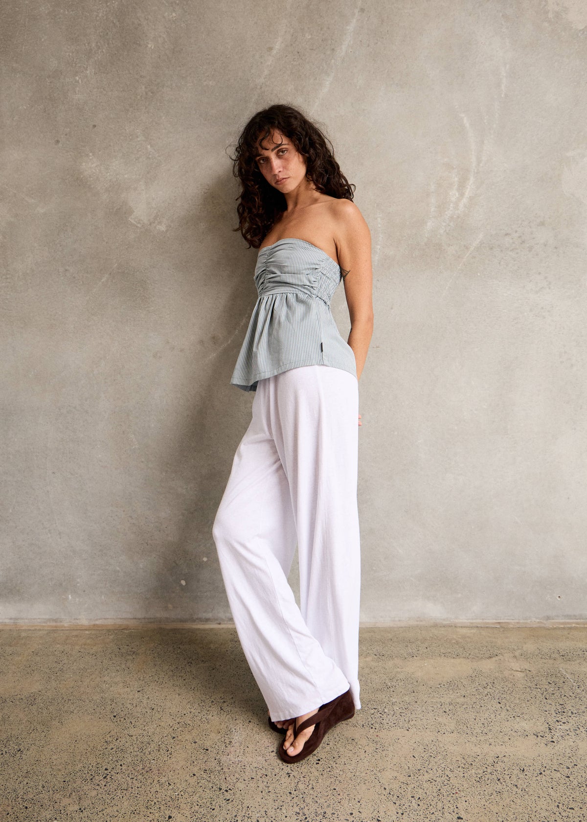 AFENDS Juni - Strapless Top - Teal Stripe