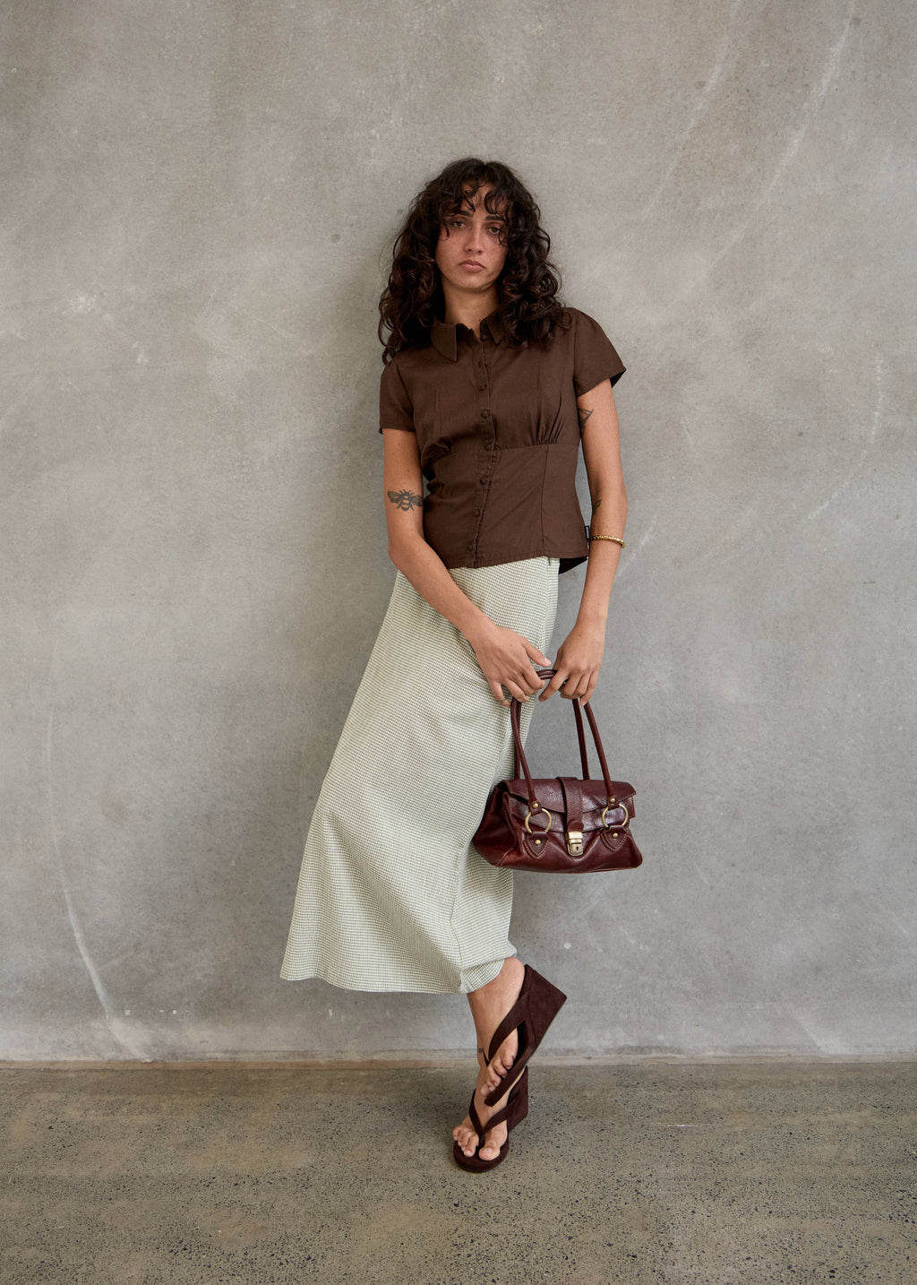 AFENDS Evie - Short Sleeve Shirt - Coffee