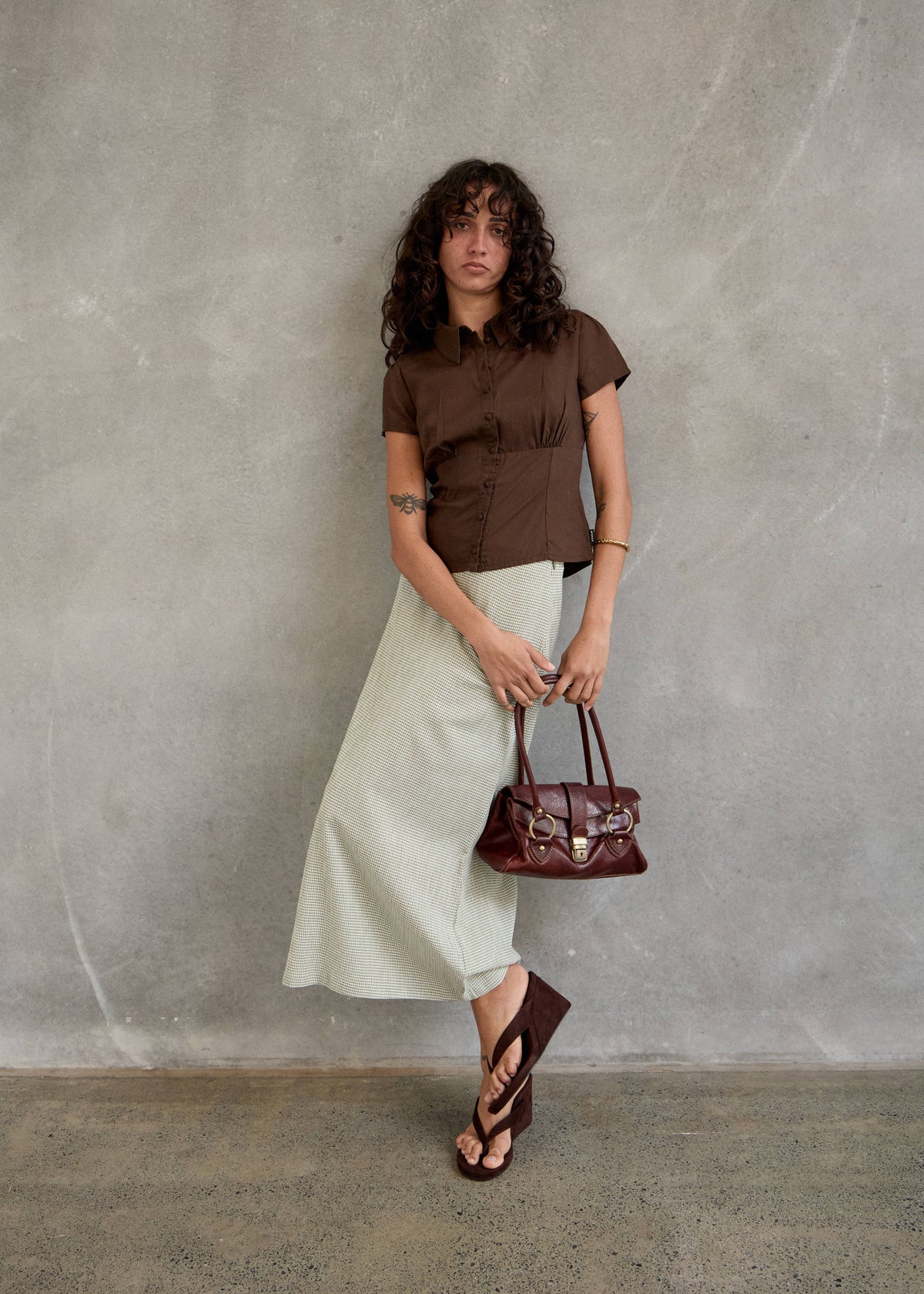 AFENDS Evie - Short Sleeve Shirt - Coffee