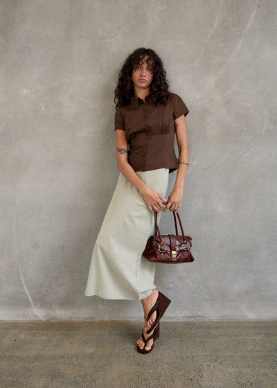 AFENDS Evie - Short Sleeve Shirt - Coffee